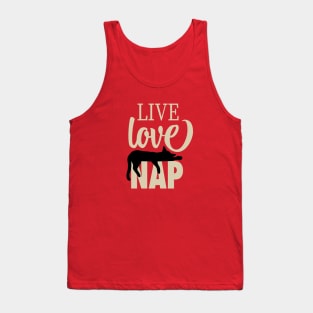 Live Love Nap Sleepy Black Cat - Lazy Day Kitty Lover Tank Top
